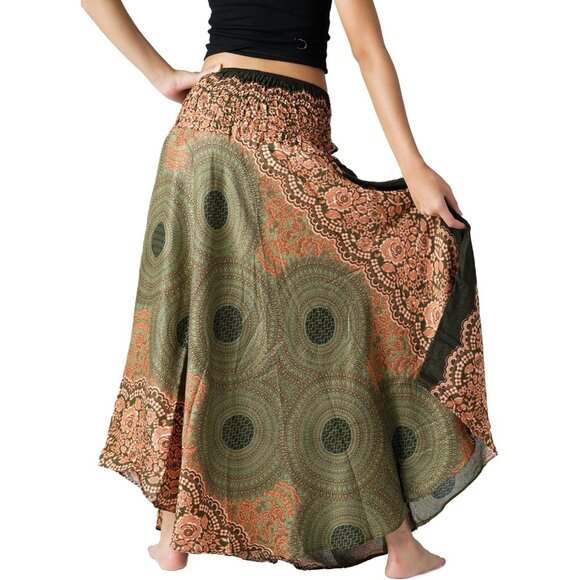 Versatile Floral Print Maxi Skirt - High Waisted Boho Wear for Every Occasion - Picture 3 of 4